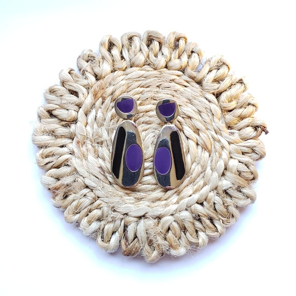 Vintage Jewelry - Modernist Style Drop Earrings